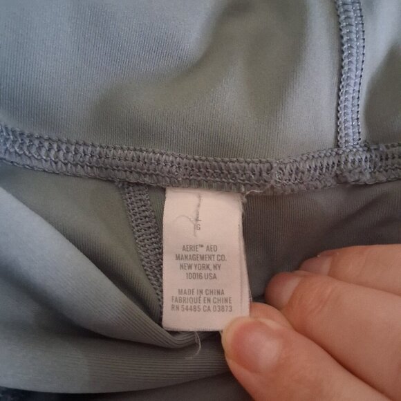 Aerie Women's Size Large Dark Sage Green Chill Play Move Mesh Biker Shorts - Picture 4 of 14